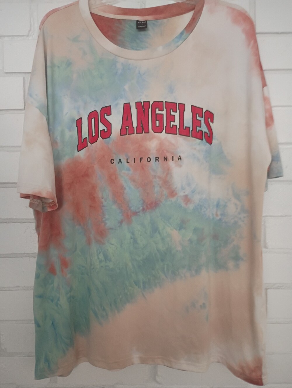 Shein Size L Tie Dye Los Angeles CA Graphic Crew Neck Short Sleeve T-shirt